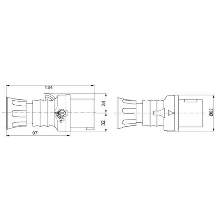 Fiche mobile droite IEC 309 HP IP44/IP54 2P+T 16A 200 - 250V Bleu - GEWISS - GW60004FH