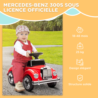 Porteur enfant voiture licence Mercedes-Benz 300S coffre butée arrière