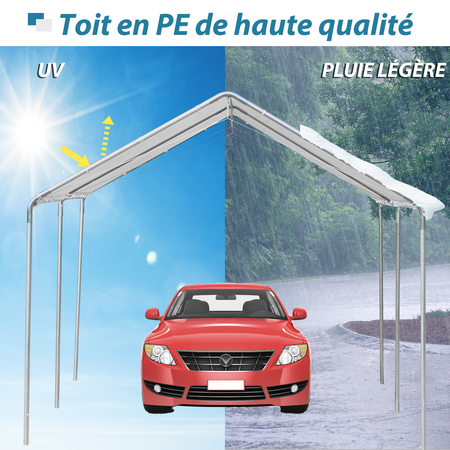 Carport auvent pour voiture 5,95L x 2,90l x 2,60H m