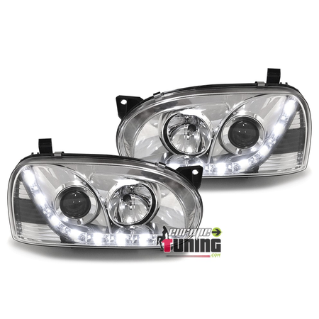 PHARES FEUX AVANTS DE JOUR LED DIURNES DRL CHROME VOLKSWAGEN VW GOLF 3 (03487)