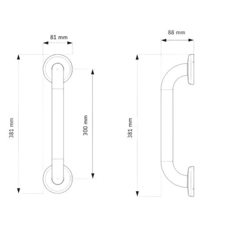 Barre de relèvement en inox poli D32 L300mm pour PMR - AKW - 1260