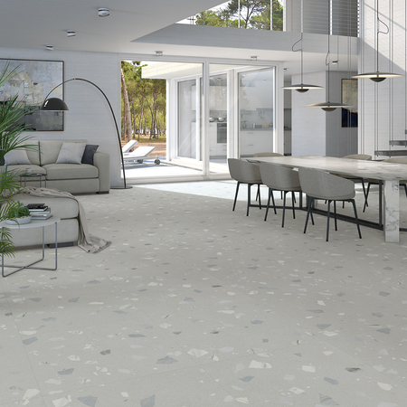 RIBE R GRIS - Carrelage aspect terrazzo 80x80 cm