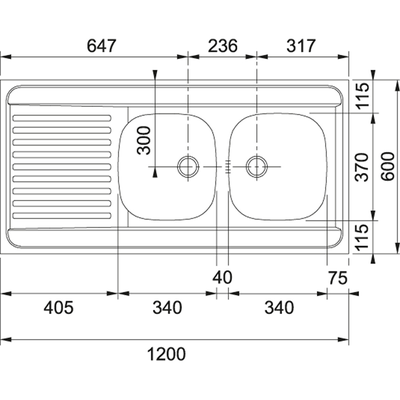 Evier inox à poser SPX 2 cuves avec égouttoir 1400x600cm MAN 721-1400 - FRANKE - 901420