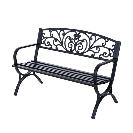 Banc de jardin terrasse en acier fonte noir 3 places