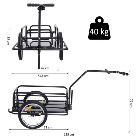 Remorque de vélo en acier