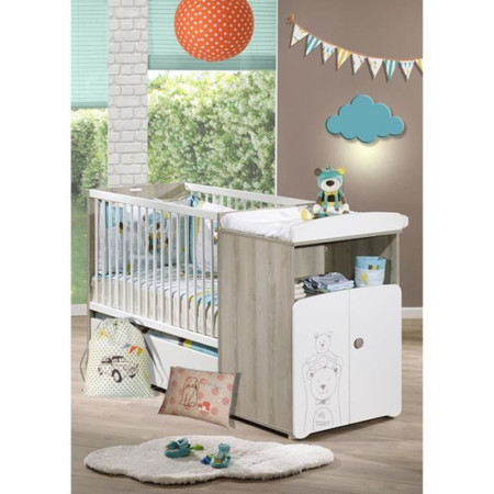 BABY PRICE TEDDY Lit Bébé Combiné Evolutif 120x60 en 90x190