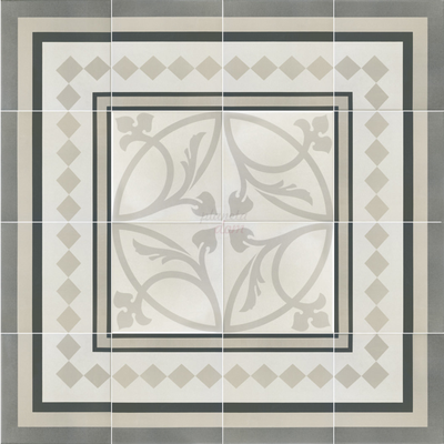 CAPRICE - LIBERTY WHITE - Carrelage 20x20 cm aspect carreaux de ciment rosace blanc