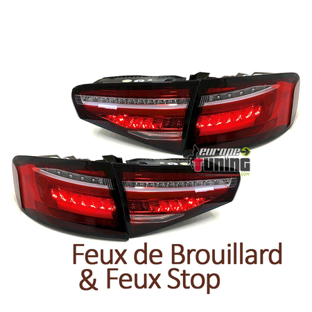 FEUX ROUGES A LED SEQUENTIELS DYNAMIQUES AUDI A4 B8 BERLINE PH2 A LED DE SERIE (05470)