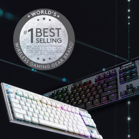 Clavier gaming mécanique Logitech G915 TKL LIGHTSPEED RVB sans fil, sans pavé numérique - GL Tactile Blanc