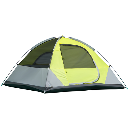 Tente de camping 3 pers. fibre verre polyester gris vert