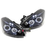 PHARES NOIRS ANNEAUX LED FEUX ANGEL EYES RENAULT CLIO 3 2005 - 2009 (05496)