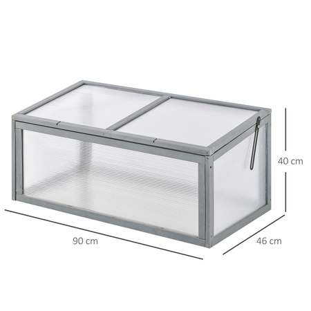 Mini serre de jardin toits ouvrables polycarbonate sapin pré-huilé gris