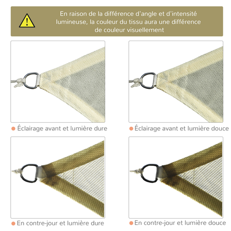 Voile d'ombrage carré 3 x 3 m crème