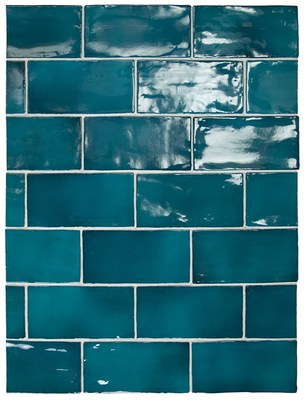 MANACOR GLACIER - Faience 7,5x15 cm aspect zellige brillant bleu turquoise