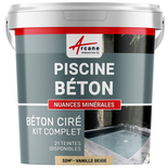 Kit Béton ciré piscine béton - revêtement étanche PISCINE haute résistance-32 m² Vanille Beige-ARCANE INDUSTRIES