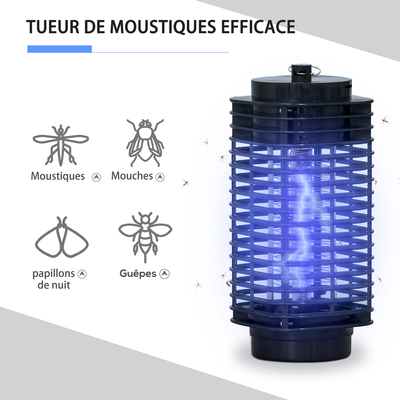 Destructeur d'insectes design lanterne 3 W noir