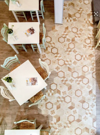 TERRA MIX PATCHWORK HEXAGONAL Chaud - 25x21,6 cm  Carrelage aspect de ciment vieilli Beige