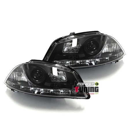 PHARES NOIRS BANDES LED FEUX DEVIL EYES SEAT IBIZA 6L 2002-2008 (x13800)