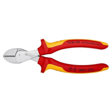 Pince coupante de côté à forte démultiplication isolée 1000V X-CUT® 160mm - KNIPEX - 73 06 160