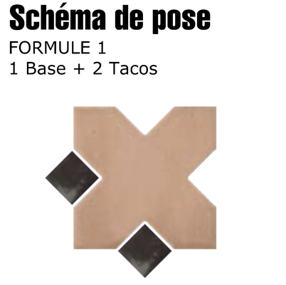 KASBAH BASE SMOKE - Carrelage croix à tacos 12x12 cm