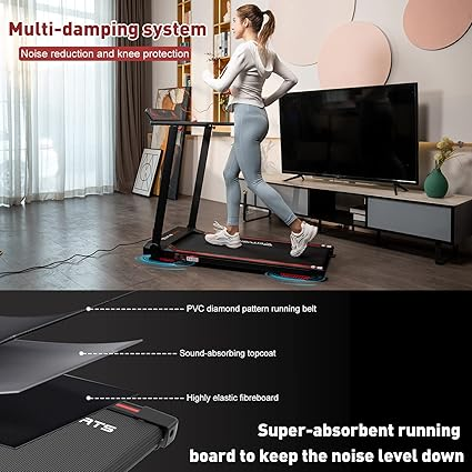 CITYSPORTS Tapis de Course – Tapis Roulant Pliable 12 km/h, Affichage LED, APP & 360° Tablet Holder (Black & Red)