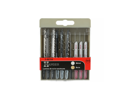 Kit de 10 lames T-SET55 pour scie sauteuse bois - métal - HANGER - 150290