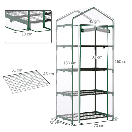 Serre de jardin balcon 4 étagères acier PVC transparent