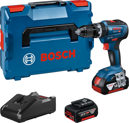 Perceuse-visseuse à percussion 18V GSB 18V-55 + 2 batteries 4Ah + chargeur + coffret L-BOXX - BOSCH - 06019H5300