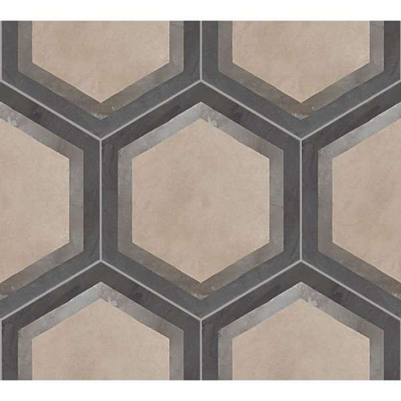 TERRA CORNICE HEXAGONAL - 25x21,6cm - GRIS - Carrelage hexagonal motif linéaire