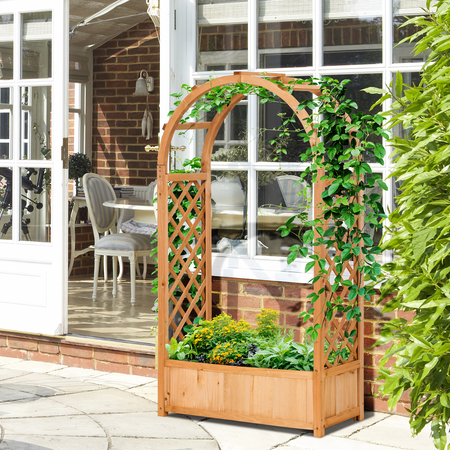 Jardinière avec treillis et arche bois sapin pré-huilé