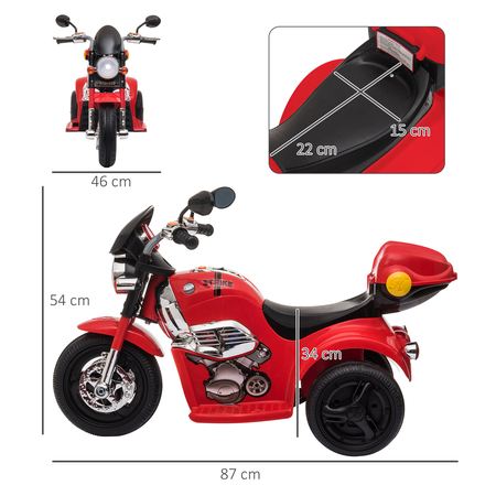 Moto électrique pour enfants scooter 3 roues 6 V 3 Km/h effets lumineux et sonores top case