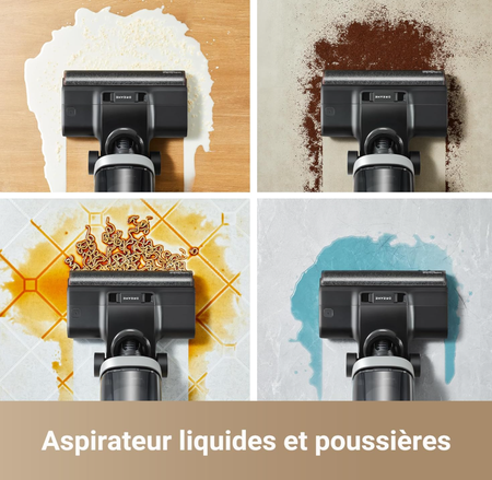 Dreame H14 Aspirateur Eau et Poussière, Portée à Plat à 180°