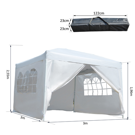 Tonnelle barnum pliant 3 x 3 x 2,55 m sac transport inclus