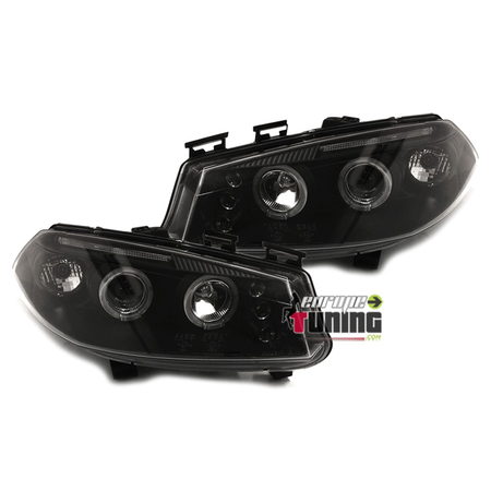 PHARES NOIRS FEUX ANNEAUX LED ANGEL EYES RENAULT MEGANE II PH I 2002-2006 (12183)