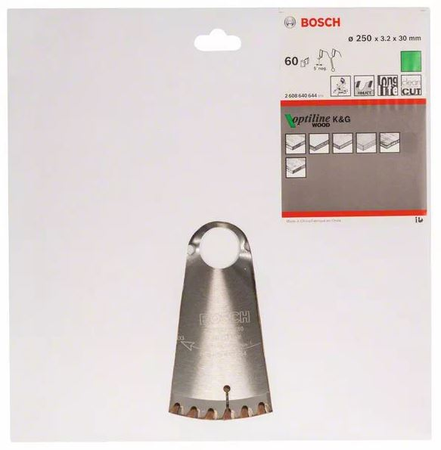 Lame de scie circulaire 250x30x3,2mm Optiline Wood pour le bois 60 dents - BOSCH - 2608640644