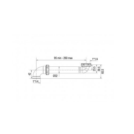 Tubulure extra-plate pour lavabo ou vasque 1''1/4  - VALENTIN - 00 609900 001 00