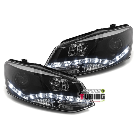 PHARES FEUX AVANTS NOIRS DEVIL EYES LED VOLKSWAGEN VW POLO 6R et 6C (02930)