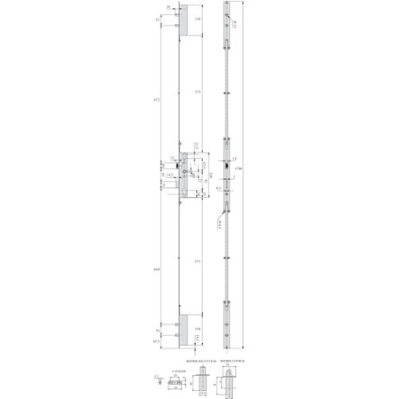 Serrure à larder 3 points TF pour profil acier pêne dormant demi-tour Série 6270 A30mm H1700mm - STREMLER - 6270.45.0