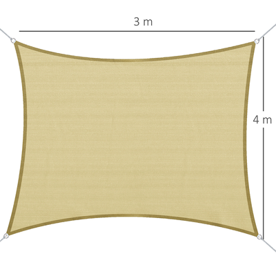 Voile d'ombrage rectangulaire 3x4 m sable