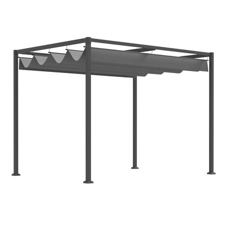 Pergola rétractable polyester haute densité métal époxy gris