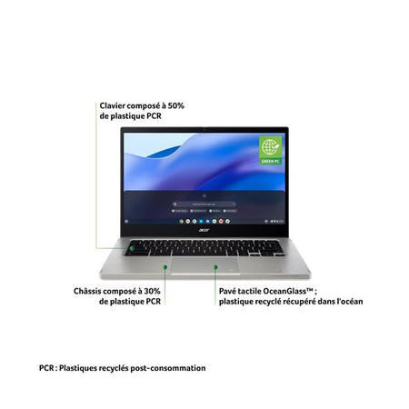 PC portable Acer Chromebook Vero 14" Intel Core i3 1215U 8 Go RAM 128 Go SSD Gris