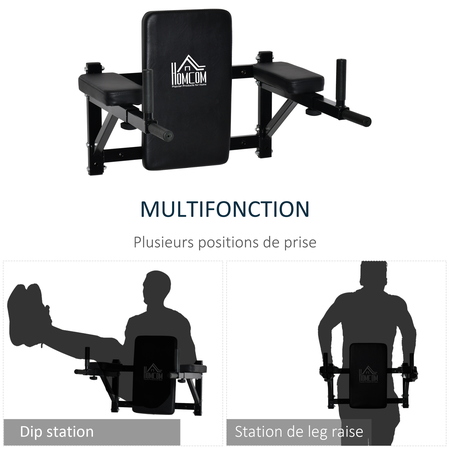 Barre de traction barre de Fitness fixation murale réglable acier noir