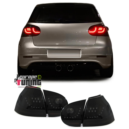 FEUX ARRIERES NOIRS FUMES A LED POUR VOLKSWAGEN VW GOLF 5 2003-2009 (02150)