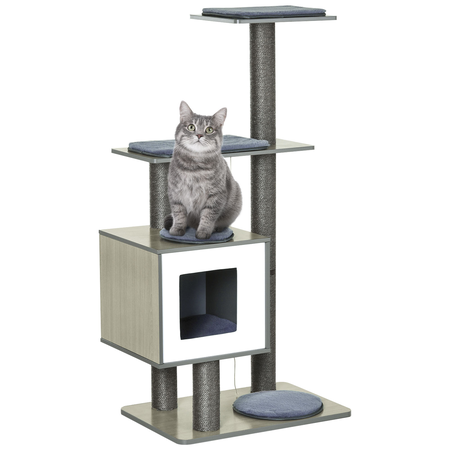 Arbre à chats design contemporain beige hêtre gris