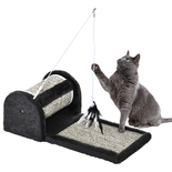 Arbre à chat - grattoir cylindrique, tapis, jeu plume - gris