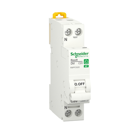 Disjoncteur modulaire RESI9 1P+N courbe C peignable 20A - SCHNEIDER ELECTRIC - R9PFC620