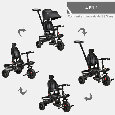 Tricycle enfant évolutif pliable multi-équipé métal PP