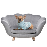 Canapé chien design coquillage avec coussin gris