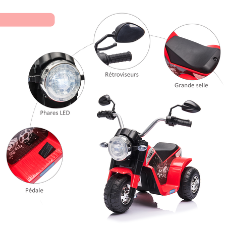 Moto électrique enfant chopper tout-terrain 6 V 20 W