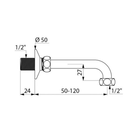 Raccord coudé fileté MF1/2 réglable 50/120 - DELABIE - 839815